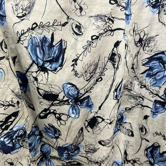 LAVIA 18 Gray Blue Floral Print Scoop Neck Dress Size M - Picture 5 of 12